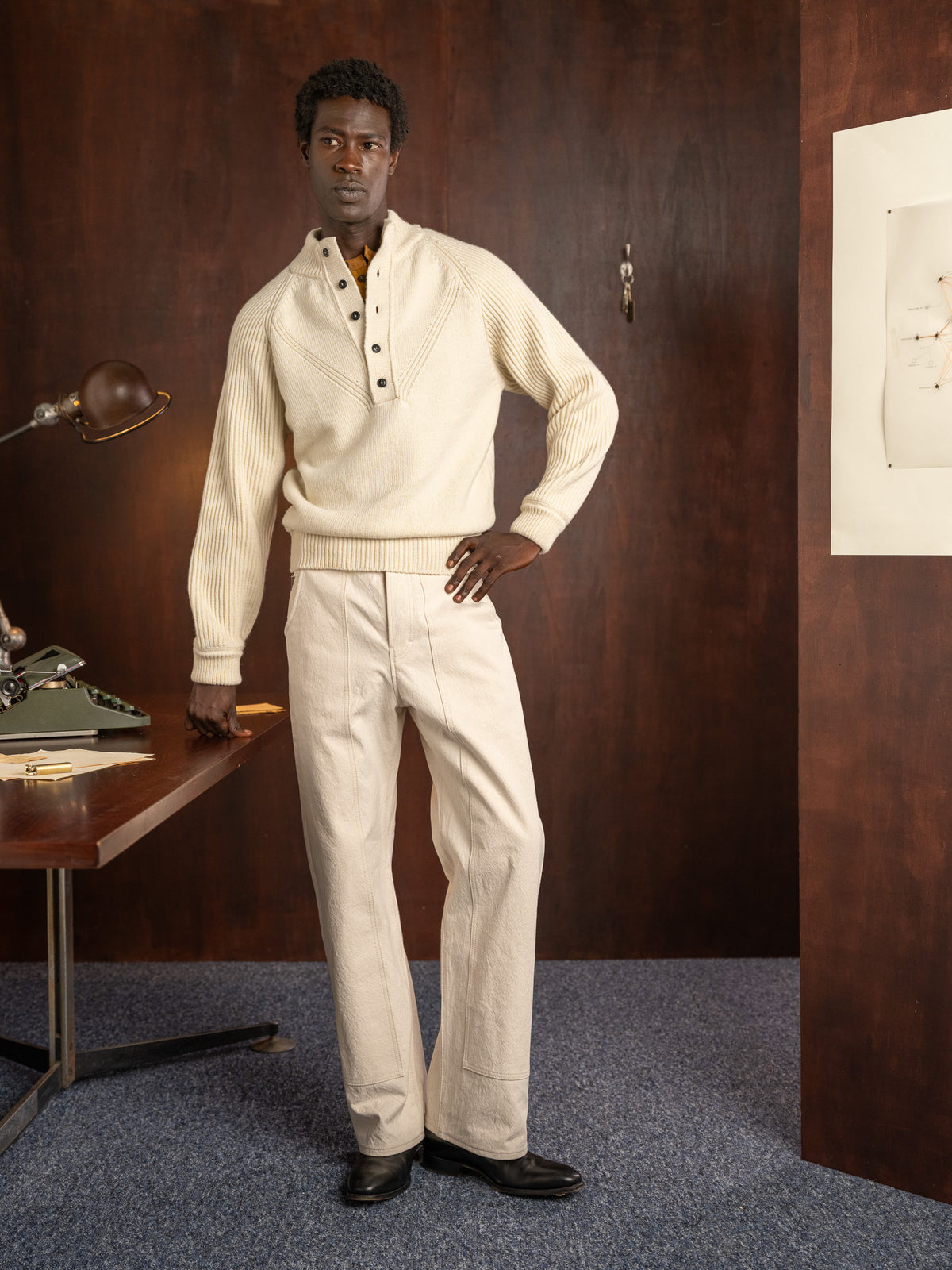 5 button sweater \ ivory
