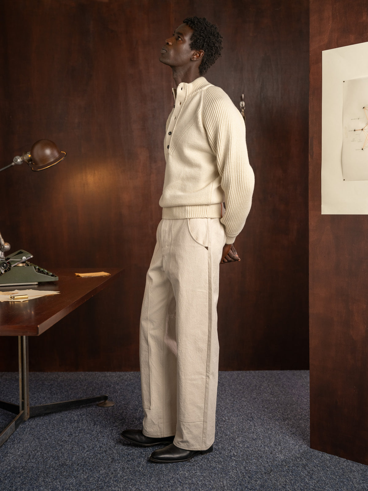 5 button sweater \ ivory
