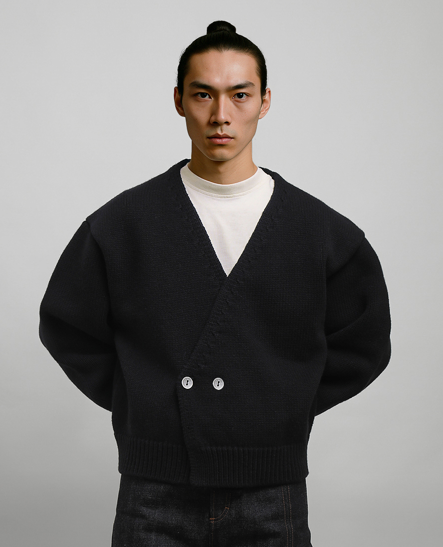 THE "IMPERFECT" CARDIGAN JACKET - PUNTO NERO