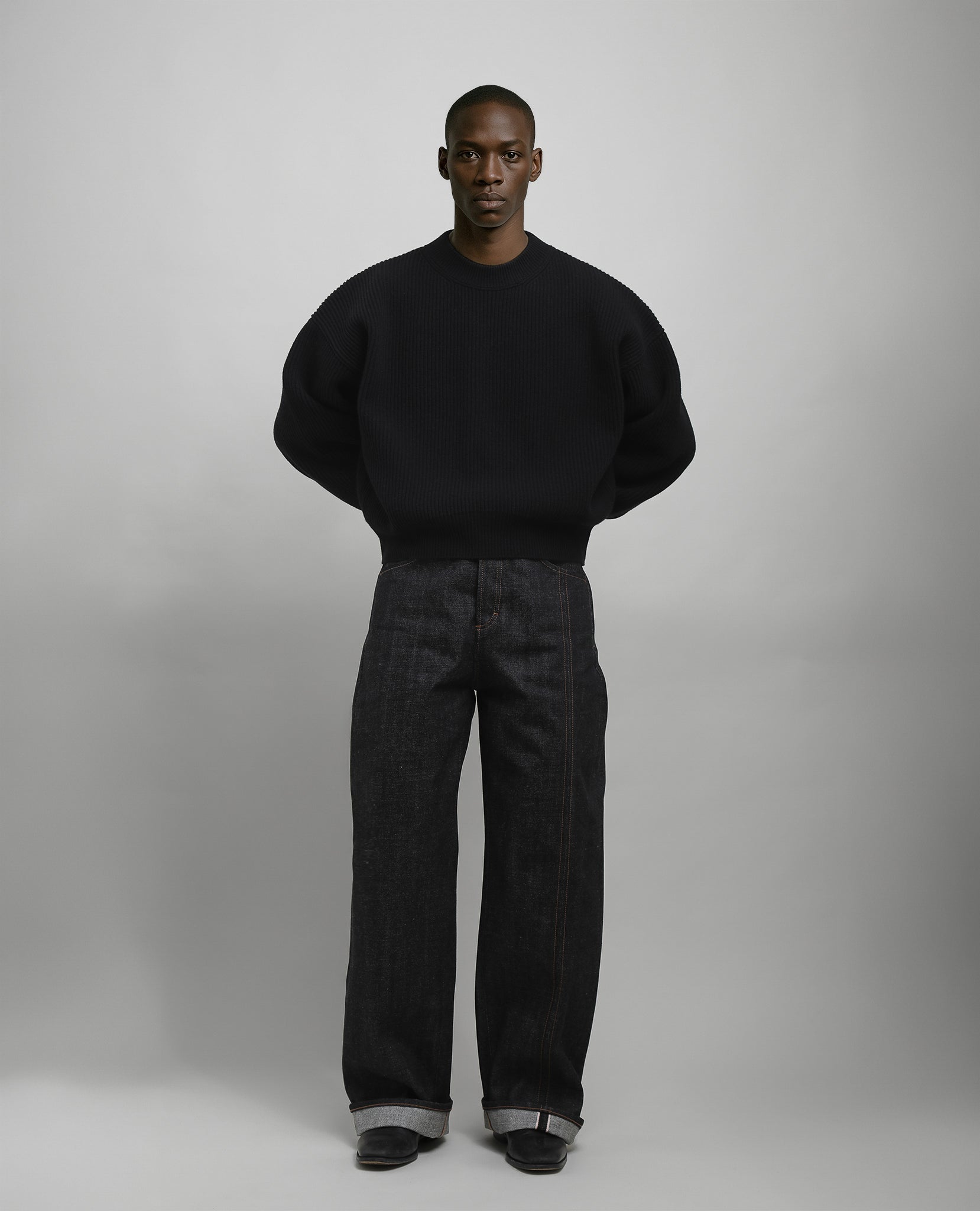 BORDER SLEEVE SWEATER ブラック36 THE SWEATER V2 - PUNTO NERO – Borderline